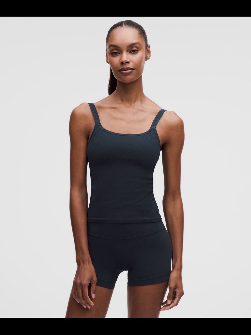 Lululemon Ebb to Street Scoop-Neck Cropped Tank Top- True Navy